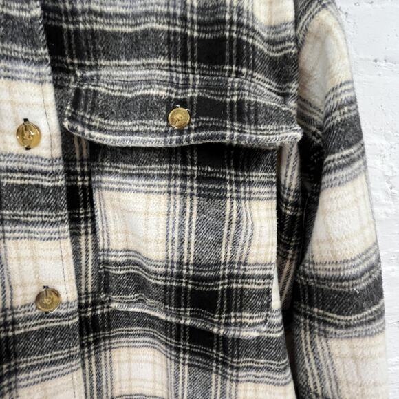 Banana Republic Shirt Jacket Womens Small Wool Blend Plaid Shacket Button Front - Picture 3 of 10